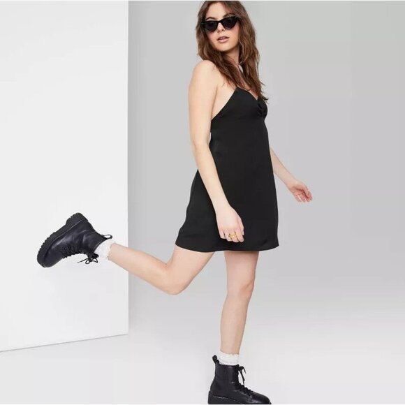 Wild Fable Solid Black 100% Rayon Sleeveless Fit & Flare Mini Dress -- Small 4/6 - Picture 1 of 8